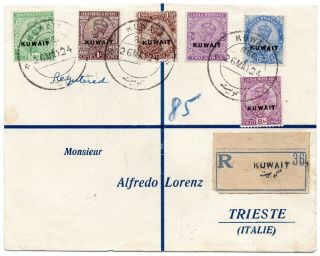 Kuwait 1924 Registered Cover To Trieste