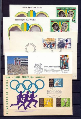 Gabon Finland Usa Uruguay Sport Olympics Covers Fdc X 10 (jj574