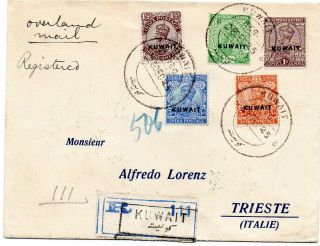 Kuwait 1925 Registered Cover From Kuwait To Trieste