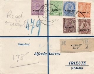 Kuwait 1924 Registered Cover From Kuwait To Trieste - Scarce Destination