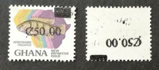 Ghana 1988 Surcharge Double One Inverted On The Back M.  N.  H.