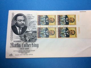 1771 15c Artcraft Fdc 1979 Martin Luther King Civil Rights L409 Block