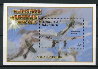Antigua & Barbuda 2000 Mnh Wwii Ww2 Battle Of Britain 1v S/s I Aviation Stamps