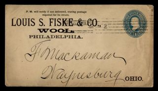 Dr Who 1898 Philadelphia Pa Machine Cancel Stationery Advertising Wool E69640