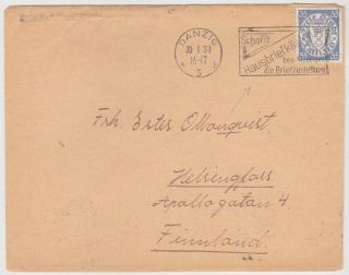Germany Danzig 1933 Cover Mi 215 (postmark) To Finland