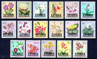 Katanga — Scott 18 - 34 — 1960 Flowers Set — Mh — Scv $70.  00