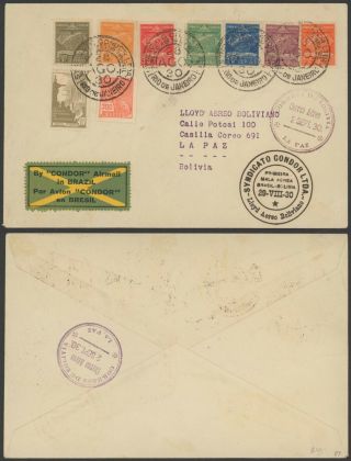 Brazil 1930 - Air Mail Cover Rio To La Paz Bolivia 34829/13