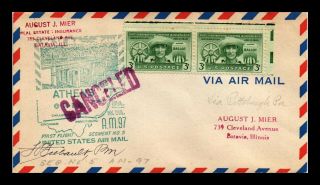 Dr Jim Stamps Us Cancelled First Flight Air Mail Cover Am 97