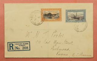 1933 Falkland Islands Port Stanley Registered To Usa