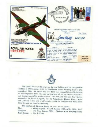 1972 Rafm Sc26 Cover - 1st Raf Night Bomber Squadron - Signed By 3 Ww2 Veterans