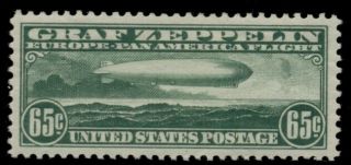 Us C13,  65¢ Zeppelin,  Og,  Nh,  Xf,  Miller Certificate