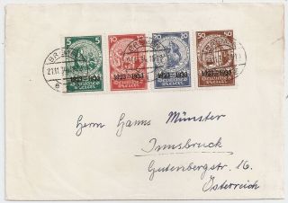 1934 Germany To Austria Cover,  Sc B58,  Center Of Sheet,  $2600.  00