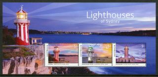 Australia 2018 Mnh Sydney Lighthouses Hornby 3v M/s Architecture Stamps