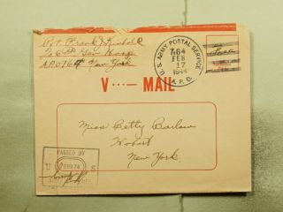 Dr Who 1944 Apo 764 V - Mail Frank To Usa Wwii Censored E69517