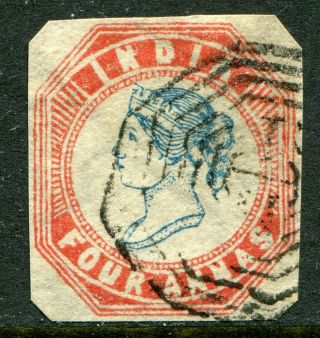 India 1854 4a 4th Printing Sg 23 With 4 Margins (cat.  £550) : Good Watermark