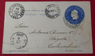 Mayfairstamps Argentina 1899 Rio De Janeiro To Bogota Colombia Postal Card Stati
