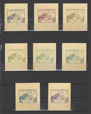 ,  1949 Cyprus Upu 3 Nominal In Different Colour Thick Paper