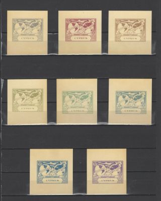 ,  1949 Cyprus Upu 2 Nominal In Different Colour Thick Paper