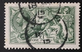 Gb Kgv Sg403 £1 Green Seahorse Stamp
