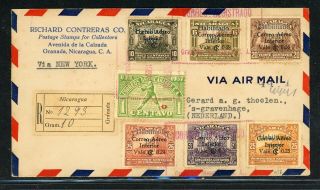 Nicaragua Postal History: Lot 95 1937 Reg Fdc A189 - A194 Granada - Netherlands