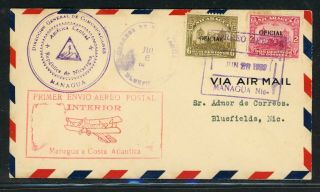 Nicaragua Postal History: Lot 91 1933 Interior Ffc Managua - Bluefields $$$$