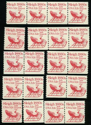 Us 1900 5.  2¢ Sleigh 1880s 20 Stamps Nh Mnh