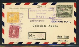 Nicaragua Postal History: Lot 90 1931 (jan) Ffc Managua - San Juan Via Haiti $$
