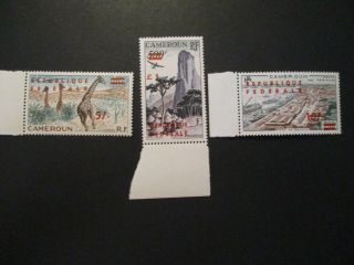 1961 Cameroun S C38 - C40 3v Airmail Stamp Set Overprints All Mnh Og Vf