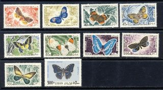 Lebanon Butterflies On Stamps C427 - 36 Mnh Vf Complete Pristine 135.  00