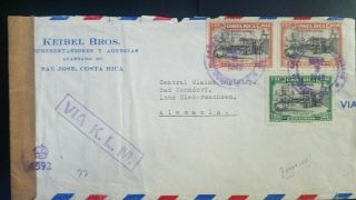 O) 1948 Costa Rica,  Columbus In Cariari - Holand Censorship - Via K.  L.  M,  Keibel
