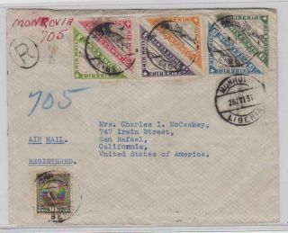 A4092: Liberia C3a - F,  O162 On 1937 Registered Cover