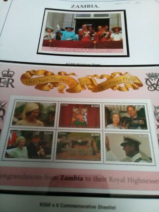 Royalty Zambia Mnh 1997 Qeii Golden Wed Ms And Comm Sheetlet