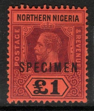 Northern Nigeria Sg52s 1912 £1 Purple & Black/red Overprinted Specimen Mtd