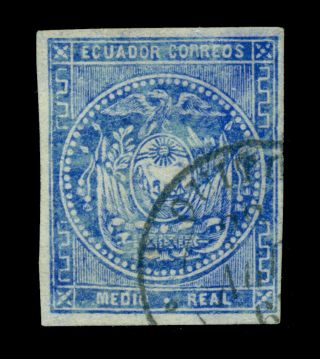 Ecuador 1865 Coat Of Arms ½r Ultra Scott 2 Vf