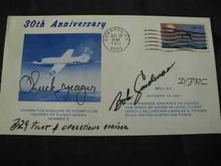 Bell X - 1 Cover Orig.  Signed Chuck Yeager,  Gardenas,  Space