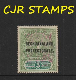 Bechuanaland Protectorate Overprint £5 Revenue Fical Usage On Cape Stamp