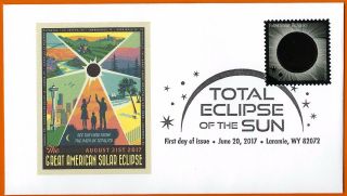 Great American Solar Eclipse Usa.  August 21,  2017,  Fdc Postal Cover And Stamp