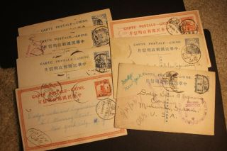 7 China 1920s Postcard Covers To Us With Local Postmarks