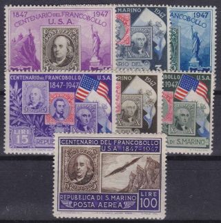 San Marino 1947 100th Anniv.  Usa Stamp Set With Airmail Mnh T19982