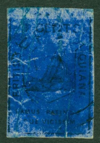 Sg 10 British Guiana 1852.  4 Cent,  Black & Deep Blue.  Fine With.