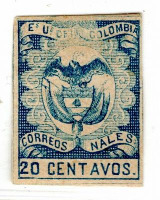 Colombia - Classic - Viii Issue - 20c Stamp W/ Printing Error - Sc 47 - 1866 R