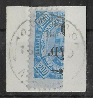 Macau Portuguese Colonies 1902 Bisect On Paper 6a On 200 R Yvert 117