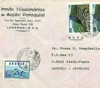 Angola Cover Irmas Missionarias Lubango 1990 Missionary Mail Air Miva Ca144