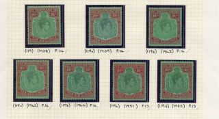 Bermuda Gv1 1938 10/ - Value 7 Different Printings Including Unmounted