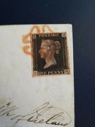 Penny Black ON Cover 28 OCT 1840.  4 Margins.  Thurles Ireland. 2