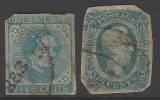 Us Confederate States Csa 1863 - 1864 Early Classic Stamps,  Postally,  Cancels