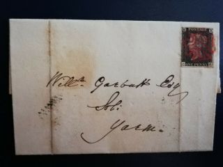 Penny Black On Cover.  With Red Malteser Cross.  23.  De 1840.  Bedale Penny Post