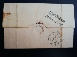 Penny Black ON Cover.  with red malteser cross.  23.  DE 1840.  Bedale PENNY POST 3