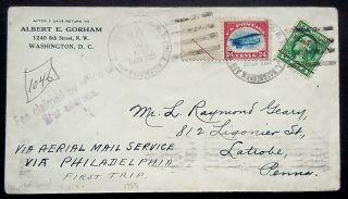 Aamc 101b,  C3 5/15/1918 First Flight Cover From Washington D.  C.  To Pa.