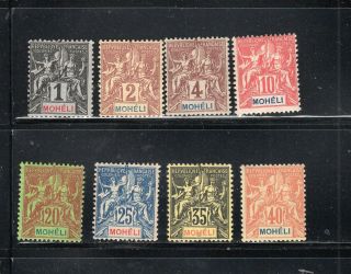 France Europe French Colonies Moheli Stamps Hinged Lot 56347